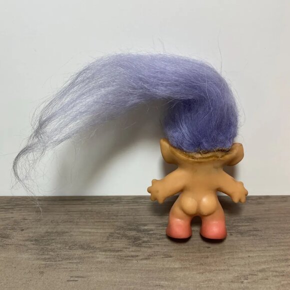 1960s Troll Doll Long Purple Mohair Spiral Eyes Collectible Toy Scandia House - Picture 8 of 8